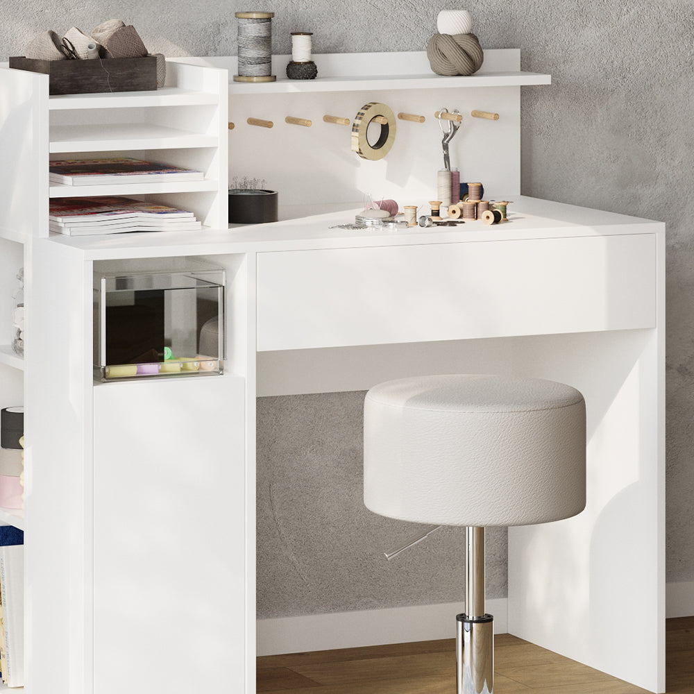 Vicco Scrivania Bianco 2 parti, con sgabello