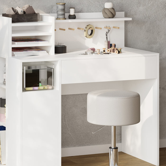 Vicco Scrivania Bianco 2 parti, con sgabello