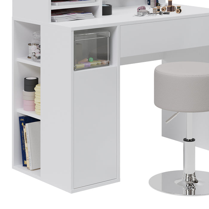 Vicco Scrivania Bianco 2 parti, con sgabello