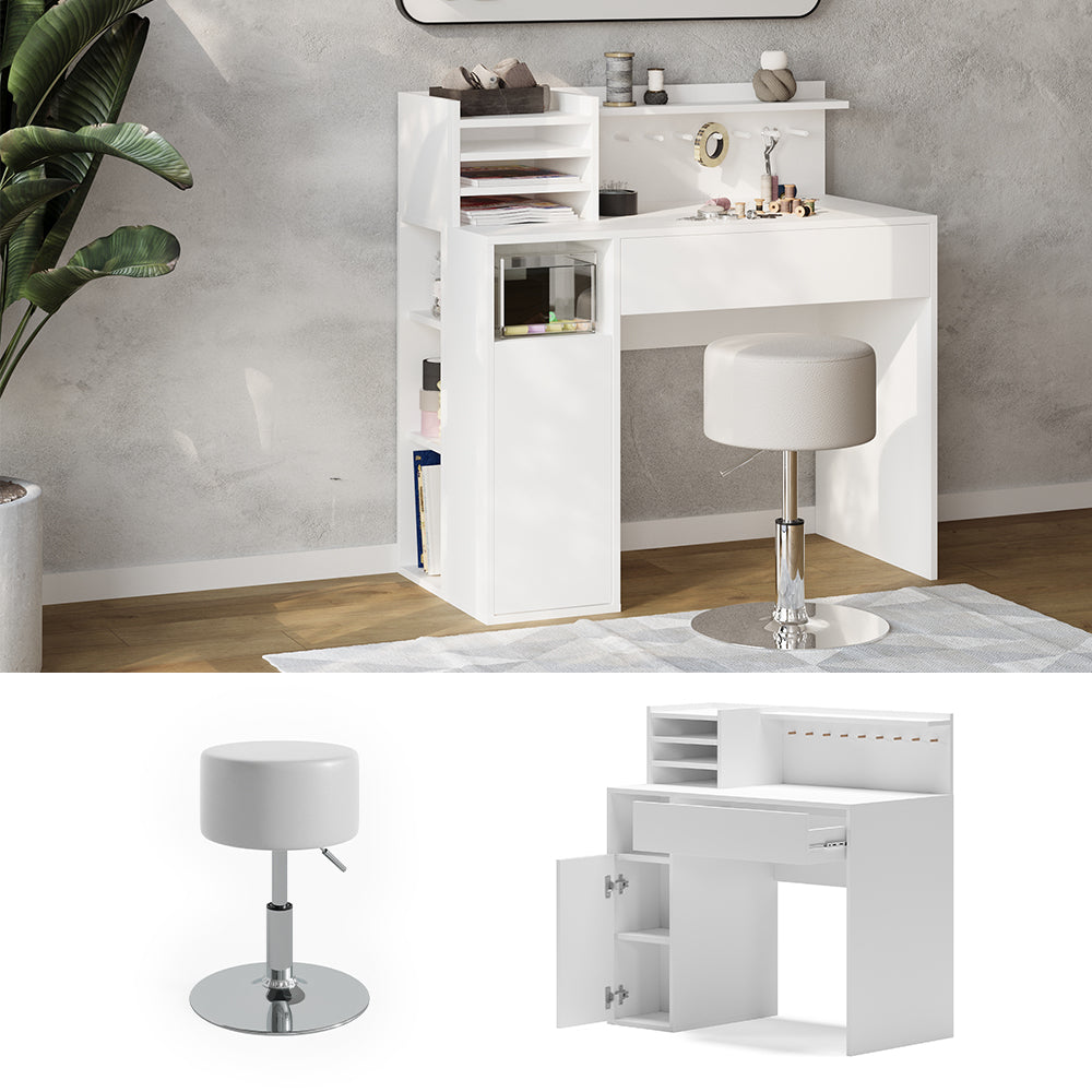Vicco Scrivania Bianco 2 parti, con sgabello