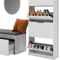 Vicco Scarpiera Bianco 3 parti, con specchio e panca a LED