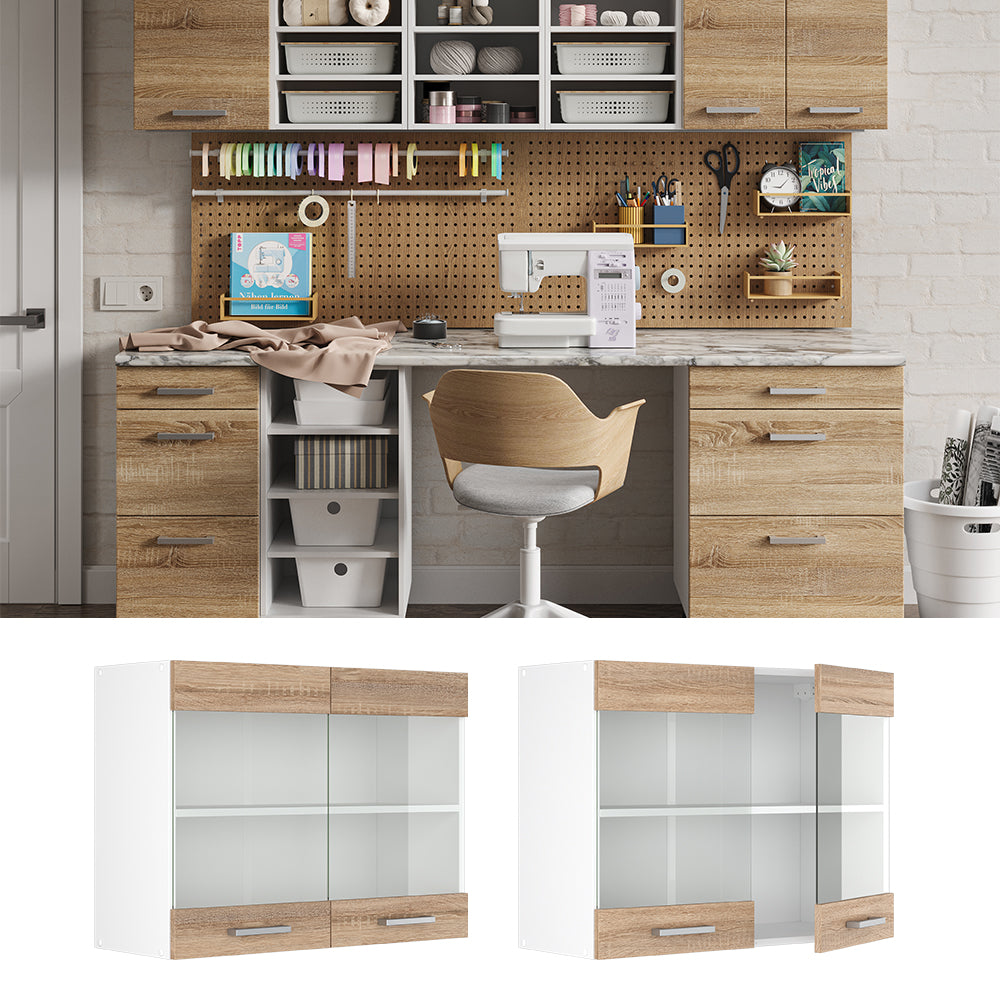 Vicco Pensile universale Sonoma 80 cm con ante in vetro