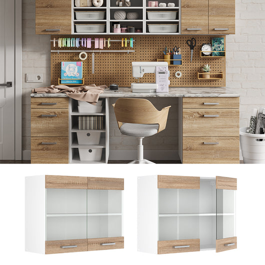 Vicco Pensile universale Sonoma 80 cm con ante in vetro