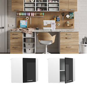 Vicco Pensile universale Nero lucido 57 cm Pensile ad angolo con anta