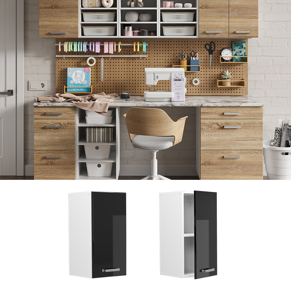 Vicco Pensile universale Nero lucido 30 cm con anta