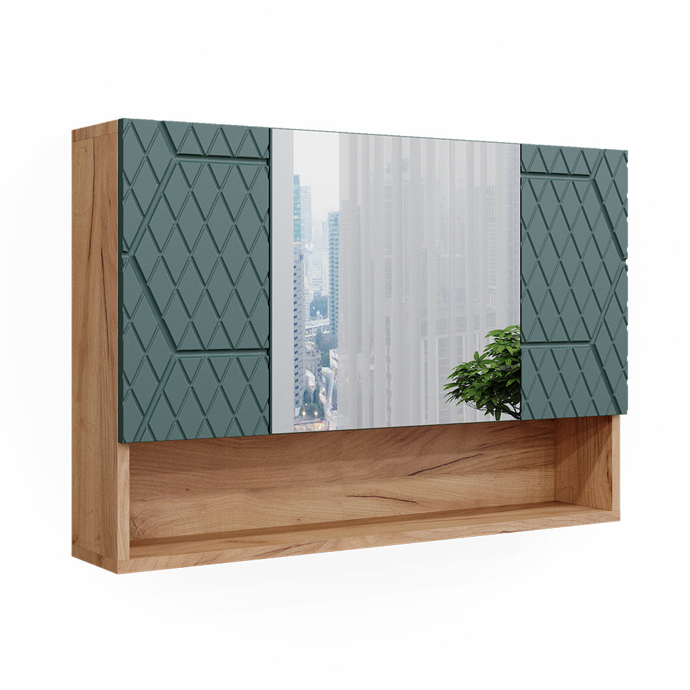 Vicco Mobile da bagno con specchio Quercia verde/oro 80.1 x 55 cm