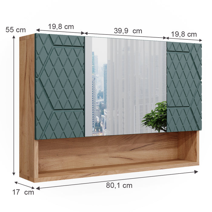 Vicco Mobile da bagno con specchio Quercia verde/oro 80.1 x 55 cm