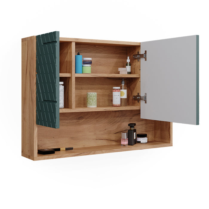 Vicco Mobile da bagno con specchio Quercia verde/oro 80.1 x 55 cm
