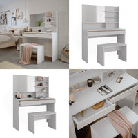 Vicco Tavolino da toilette Bianco 120 cm con panca