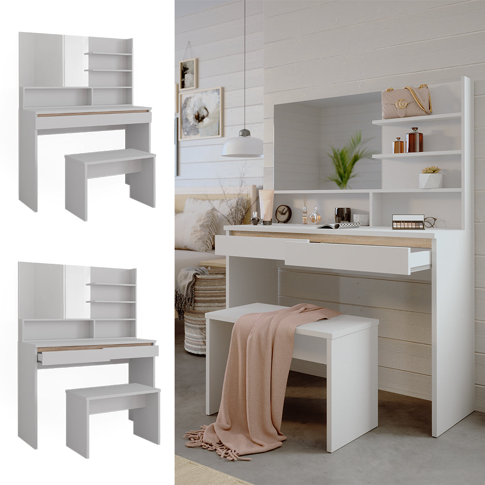 Vicco Tavolino da toilette Bianco 120 cm con panca