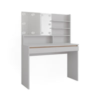 Vicco Tavolo da toilette Bianco 120 cm con ripiano a specchio e illuminazione a LED