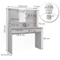 Vicco Tavolo da toilette Bianco 120 cm con ripiano a specchio e illuminazione a LED