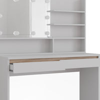 Vicco Tavolo da toilette Bianco 120 cm con ripiano a specchio e illuminazione a LED