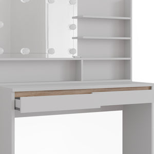 Vicco Tavolo da toilette Bianco 120 cm con ripiano a specchio e illuminazione a LED