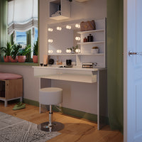 Vicco Tavolo da toeletta Bianco 120 cm con illuminazione a LED e sgabello