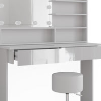 Vicco Tavolo da toeletta Bianco 120 cm con illuminazione a LED e sgabello