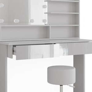 Vicco Tavolo da toeletta Bianco 120 cm con illuminazione a LED e sgabello