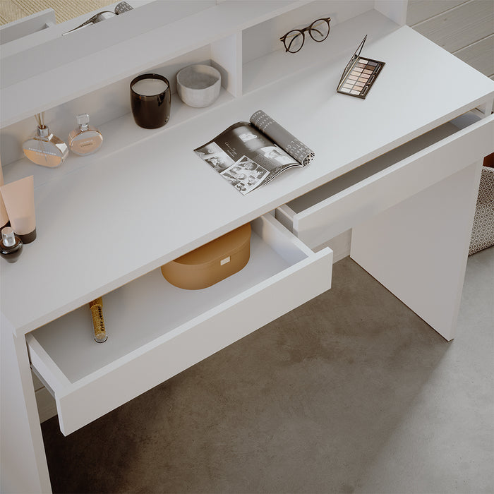 Vicco Tavolo da toilette Bianco 120 cm con ripiano a specchio