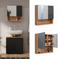 Vicco Mobile a specchio per il bagno Antracite a righe 54 x 55 cm