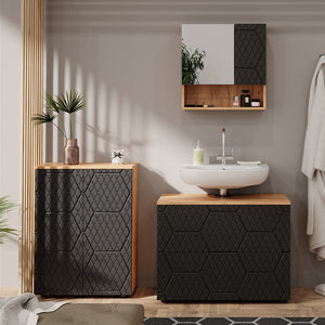 Vicco Mobile a specchio per il bagno Antracite a righe 54 x 55 cm