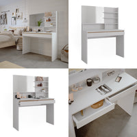 Vicco Tavolo da toilette Bianco 120 cm con ripiano a specchio