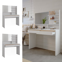 Vicco Tavolo da toilette Bianco 120 cm con ripiano a specchio