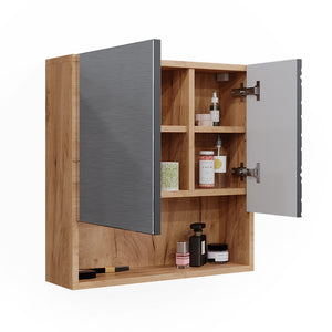 Vicco Mobile a specchio per il bagno Antracite a righe 54 x 55 cm