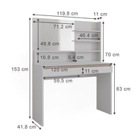 Vicco Tavolo da toilette Bianco 120 cm con ripiano a specchio