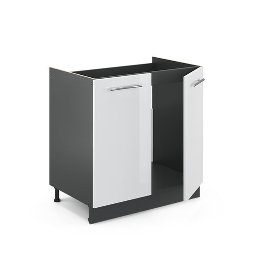 Vicco Mobile lavello cucina Bianco lucido 80 cm , PL Rovere