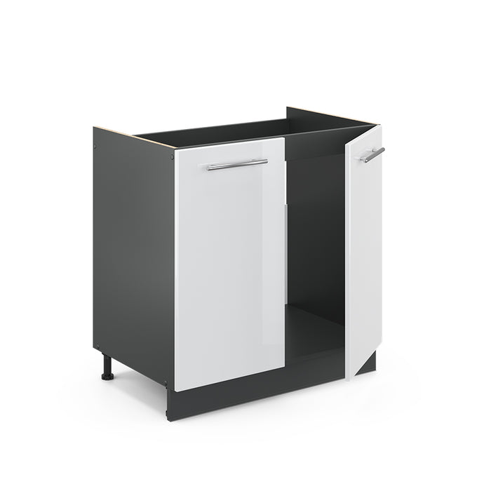 Vicco Mobile lavello cucina Bianco lucido 80 cm , PL Rovere