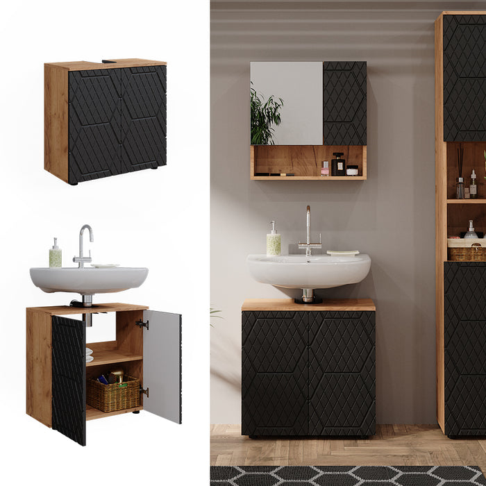 Vicco Mobile sottolavabo per bagno Antracite a righe 60 x 59 cm