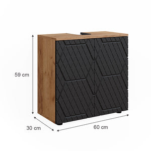 Vicco Mobile sottolavabo per bagno Antracite a righe 60 x 59 cm