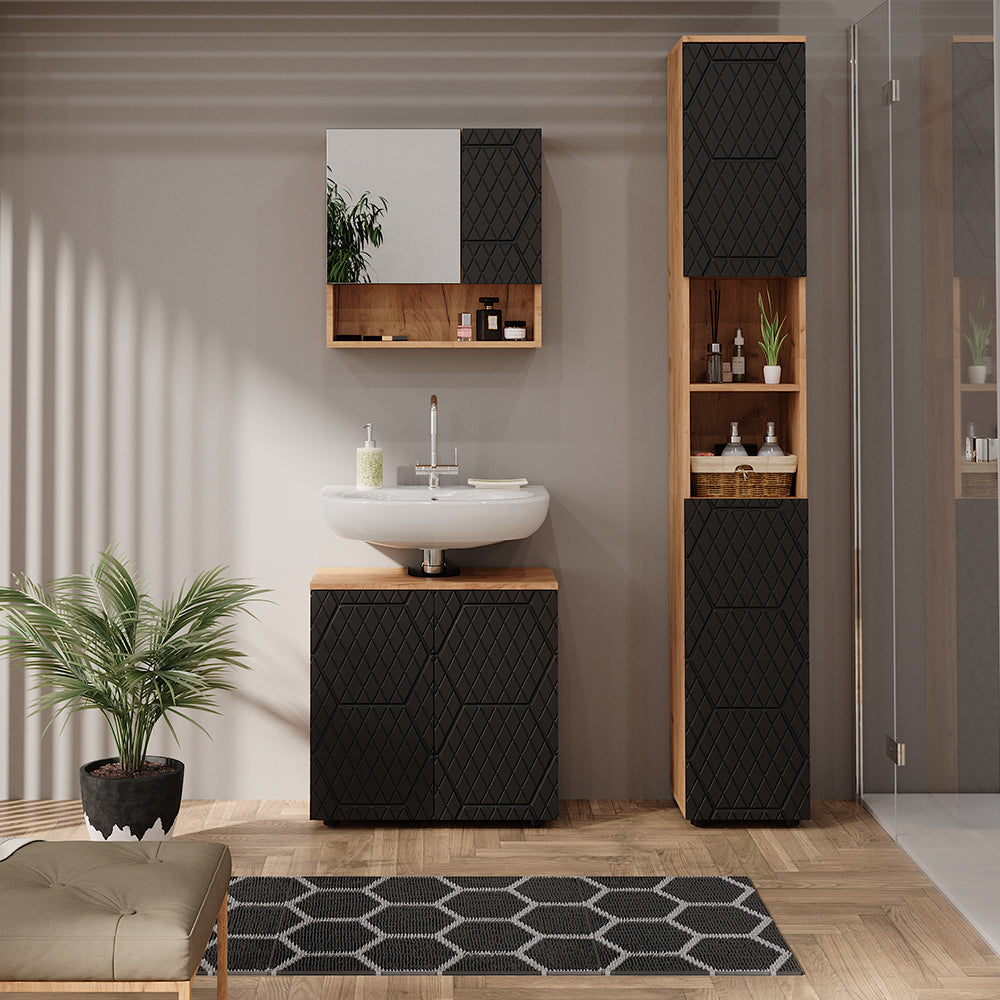 Vicco Mobile sottolavabo per bagno Antracite a righe 60 x 59 cm