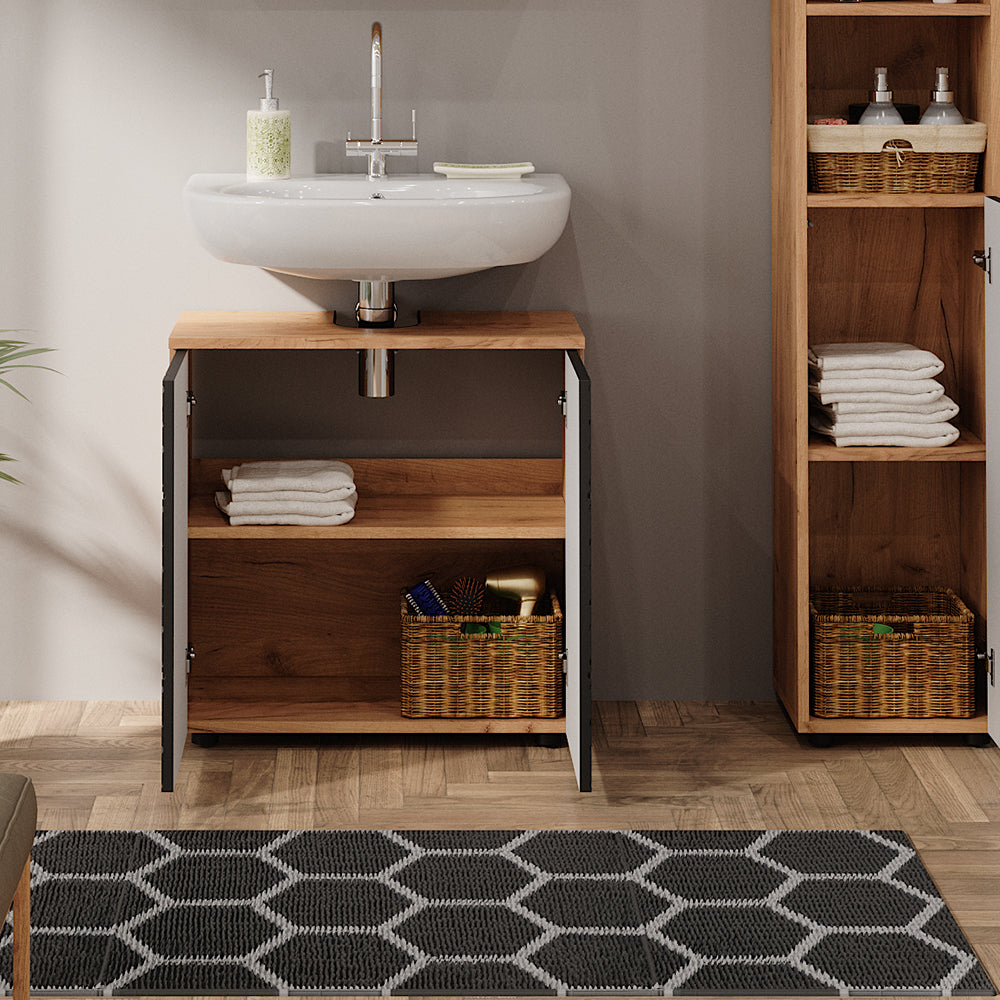 Vicco Mobile sottolavabo per bagno Antracite a righe 60 x 59 cm