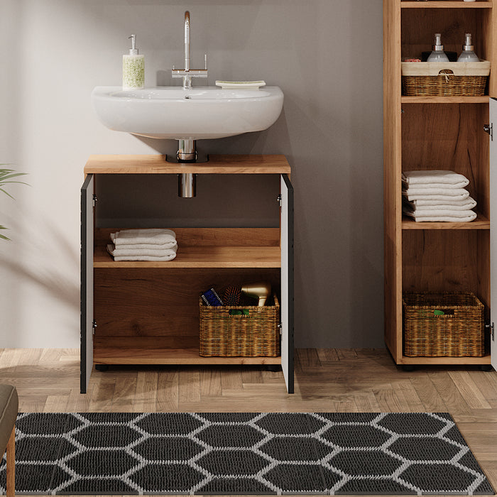 Vicco Mobile sottolavabo per bagno Antracite a righe 60 x 59 cm