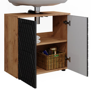 Vicco Mobile sottolavabo per bagno Antracite a righe 60 x 59 cm