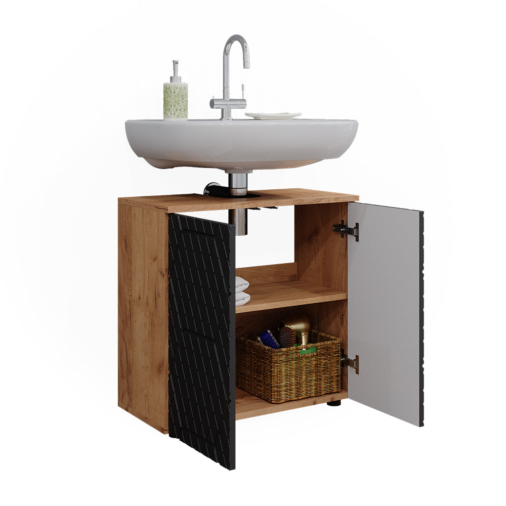 Vicco Mobile sottolavabo per bagno Antracite a righe 60 x 59 cm
