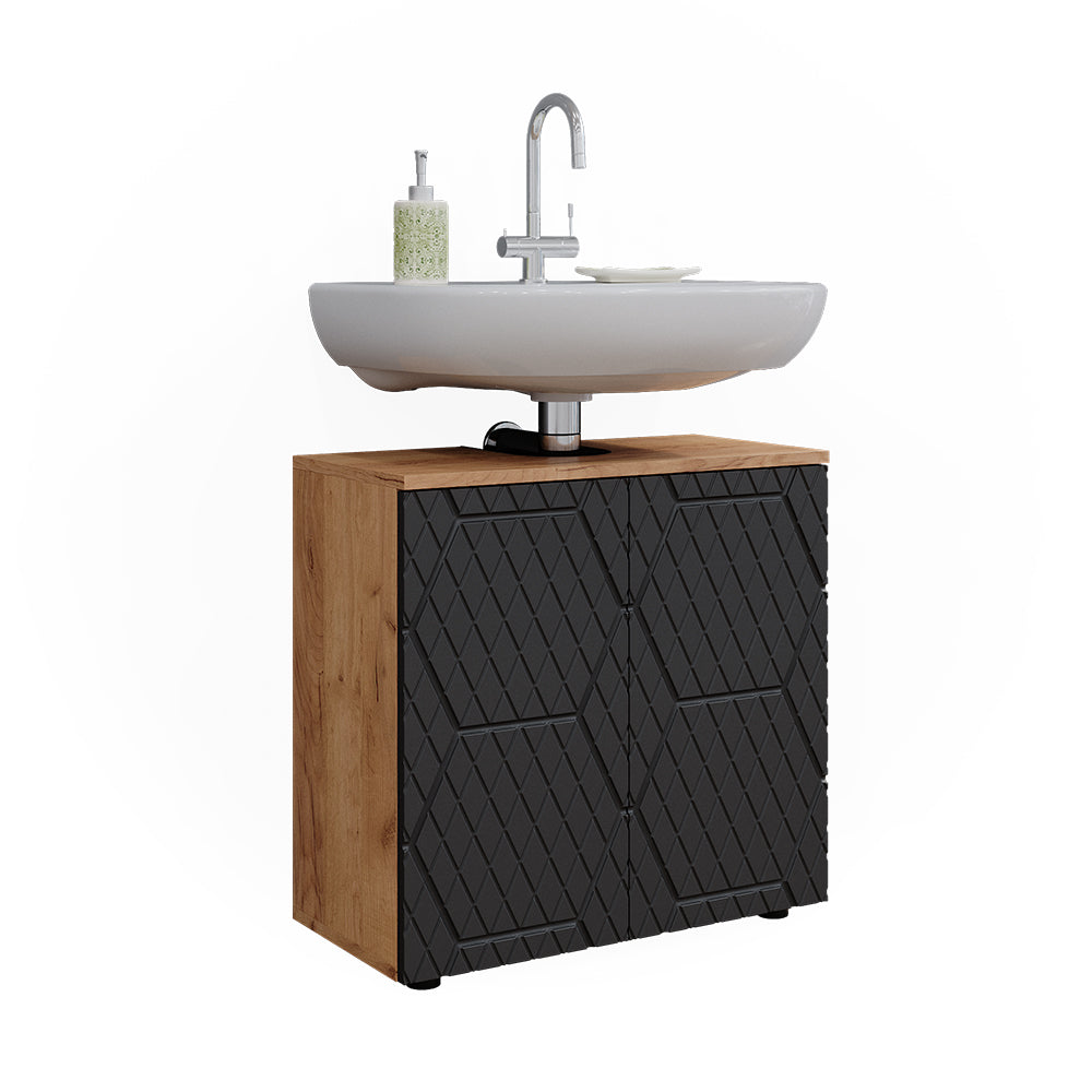 Vicco Mobile sottolavabo per bagno Antracite a righe 60 x 59 cm
