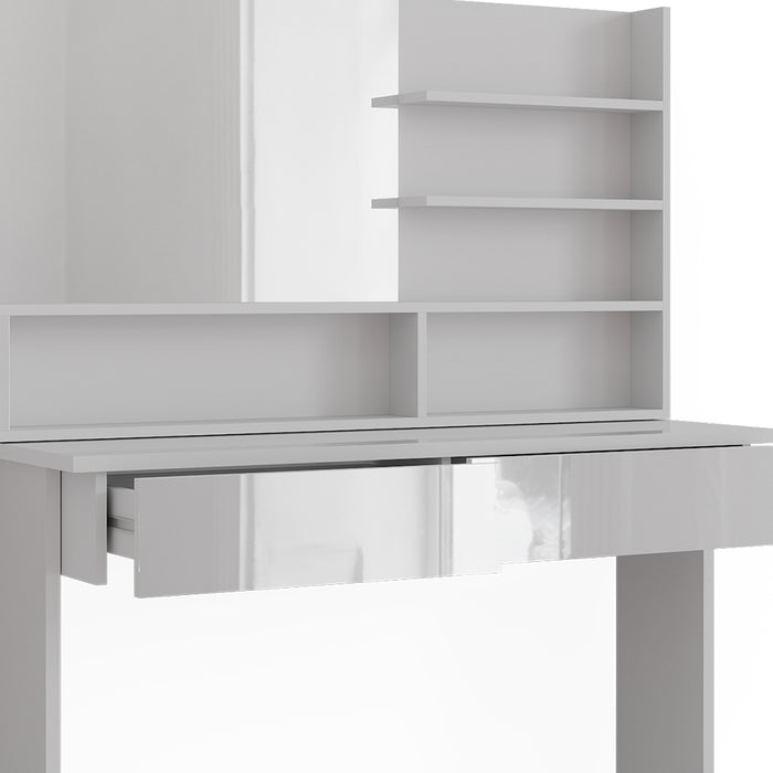 Vicco Tavolo da toeletta Bianco 120 cm con ripiano a specchio