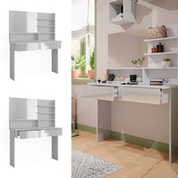 Vicco Tavolo da toeletta Bianco 120 cm con ripiano a specchio