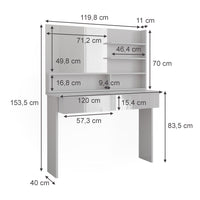 Vicco Tavolo da toeletta Bianco 120 cm con ripiano a specchio