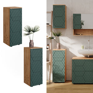 Vicco Mobile midi Quercia verde/oro 30 x 81 cm con 1 cassetto, 2 scomparti, bagno