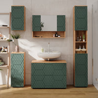 Vicco Mobile midi Quercia verde/oro 30 x 81 cm con 1 cassetto, 2 scomparti, bagno