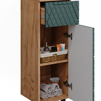 Vicco Mobile midi Quercia verde/oro 30 x 81 cm con 1 cassetto, 2 scomparti, bagno
