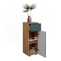 Vicco Mobile midi Quercia verde/oro 30 x 81 cm con 1 cassetto, 2 scomparti, bagno