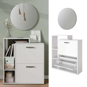 Vicco Scarpiera Bianco 2 parti, con specchio