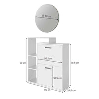 Vicco Scarpiera Bianco 2 parti, con specchio