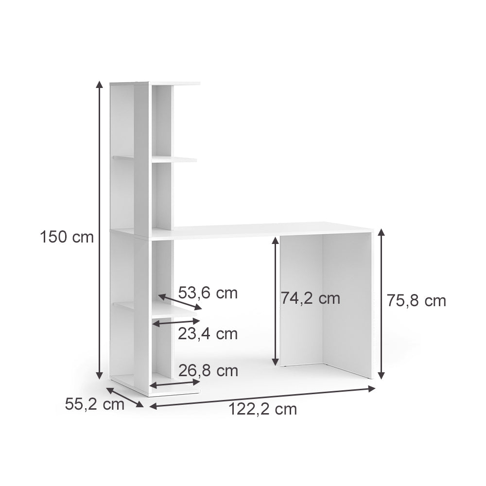 Vicco Scrivania Bianco 122.2 x 55.2 cm con 4 scomparti