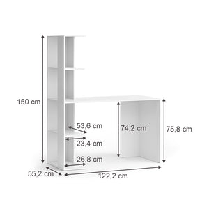 Vicco Scrivania Bianco 122.2 x 55.2 cm con 4 scomparti