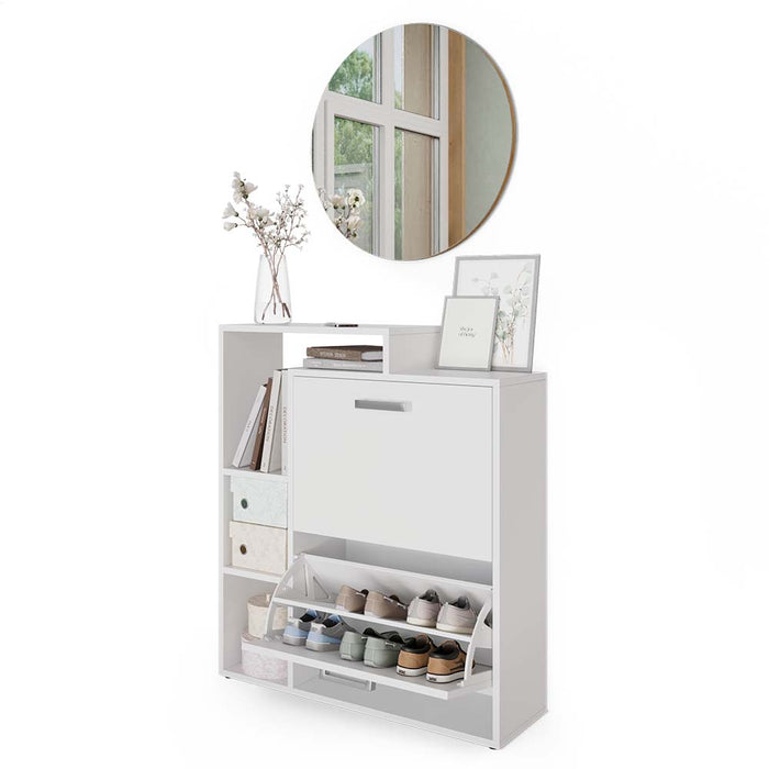 Vicco Scarpiera Bianco 2 parti, con specchio